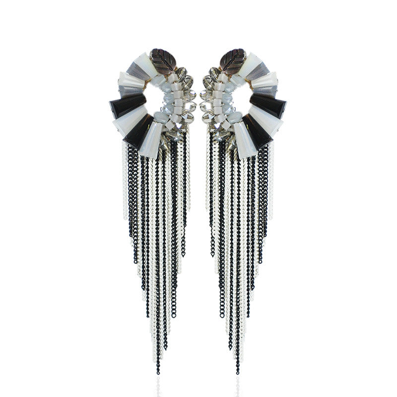 Art Deco Crystal Chandelier Earrings with Cascading Fringe | Choose Your Color