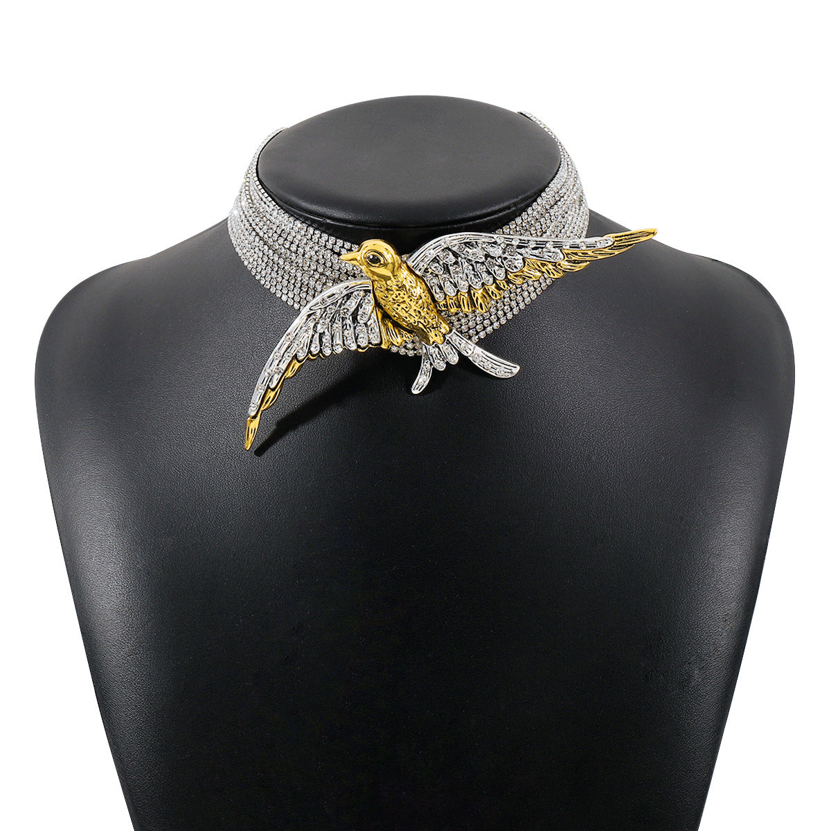 Statement Bird Motif Choker Necklace for Women | Gold & Silver Crystal Designer Neckpiece