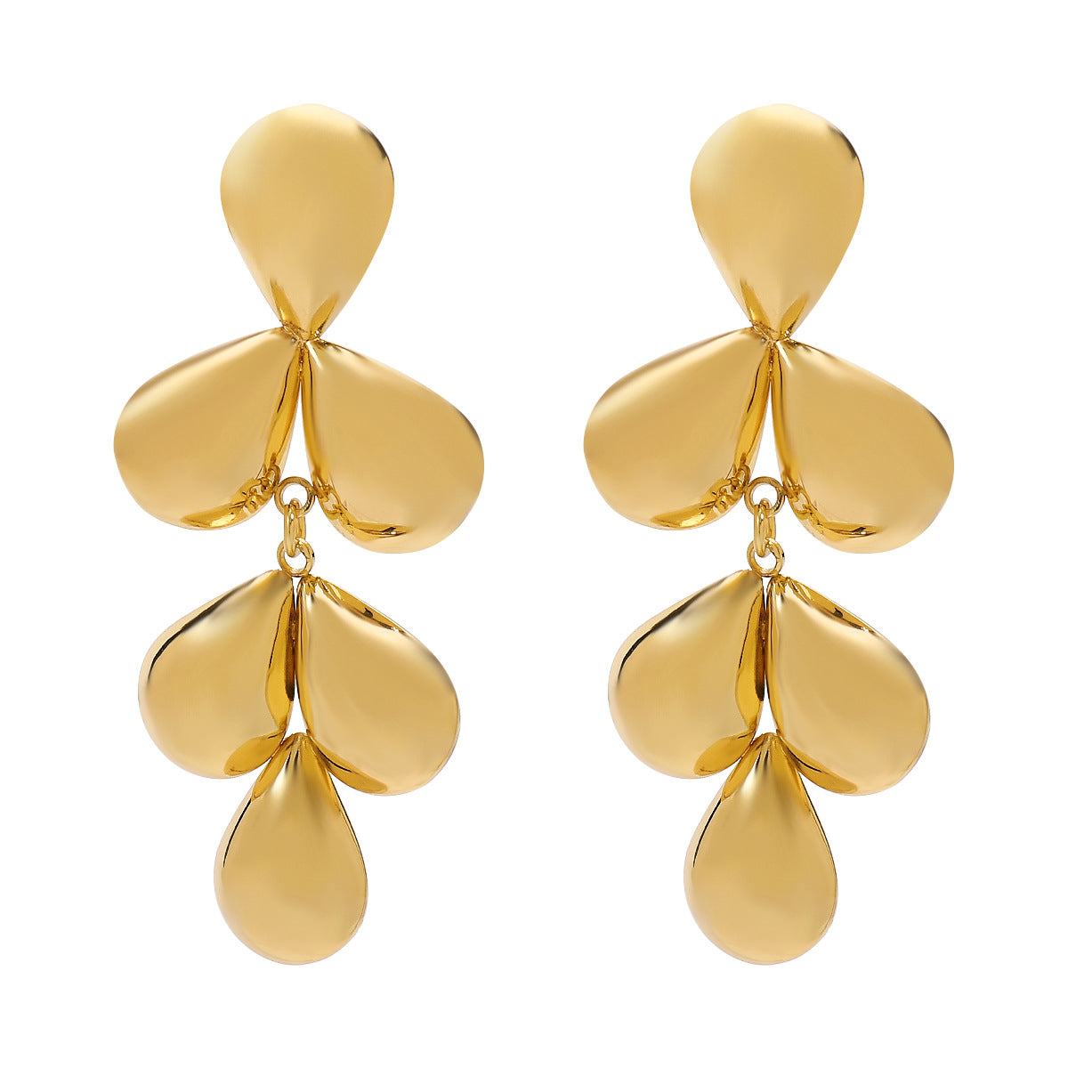 Tiered Gold Petal Dangle Earrings | Sculptural Statement Jewelry