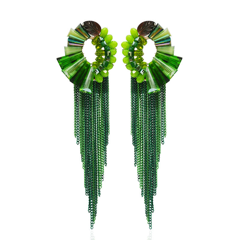 Art Deco Crystal Chandelier Earrings with Cascading Fringe | Choose Your Color