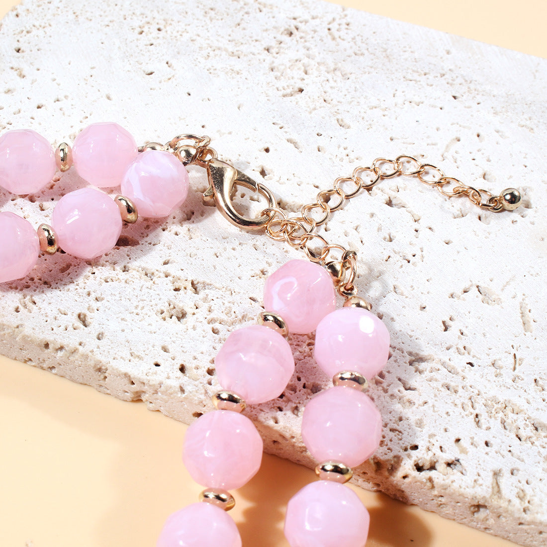 Chunky Lavender & Pink Statement Necklace Earring Set