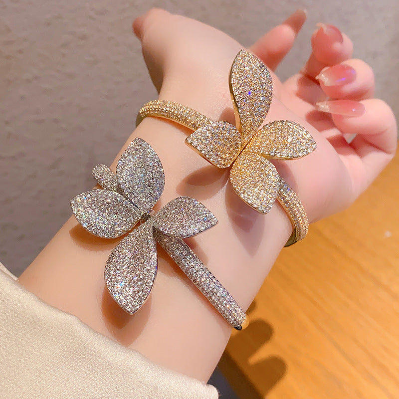 Sparkling Pave Butterfly Cuff Bracelet | Gold & Silver