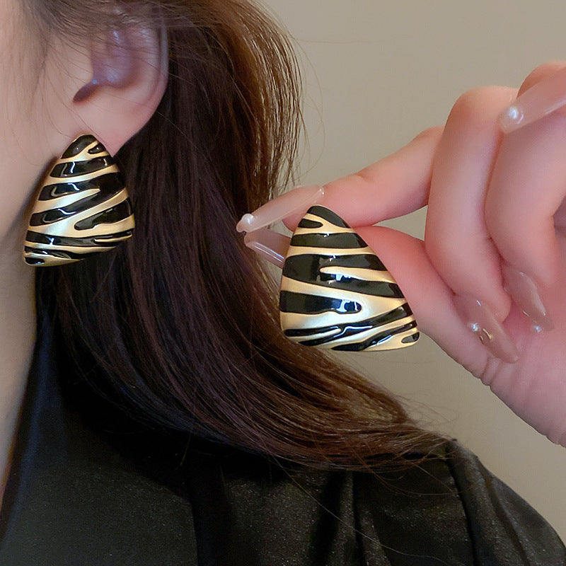 Zebra Stripe Geometric Statement Earrings