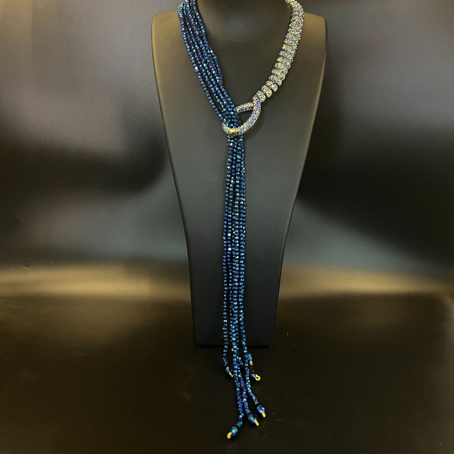 Multi-Strand Beaded Tassel Necklace & Earring Set (2 Colors)