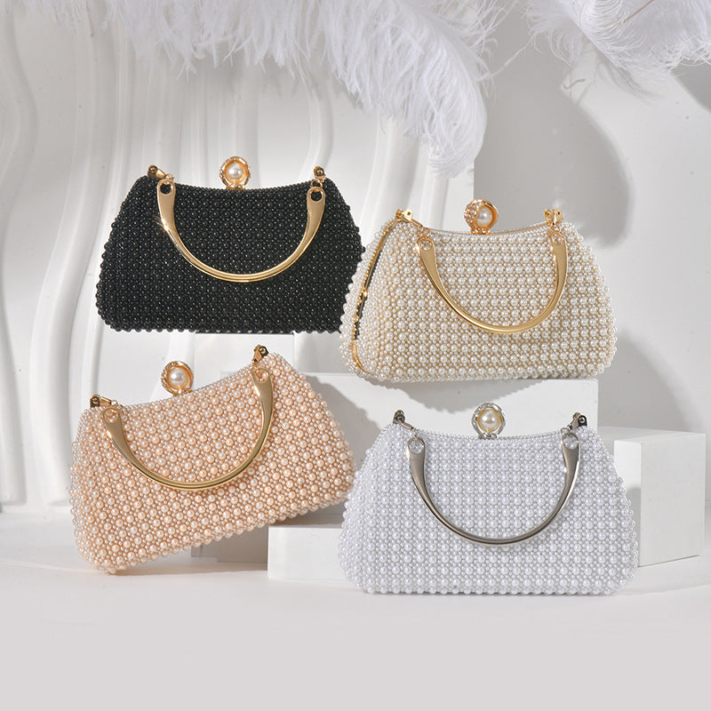 Pearl/beads handled party clutch