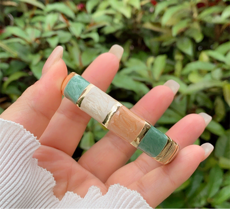 Elegant Multicolor Enamel bangle for Women – Jade-Inspired Adjustable Fashion Band