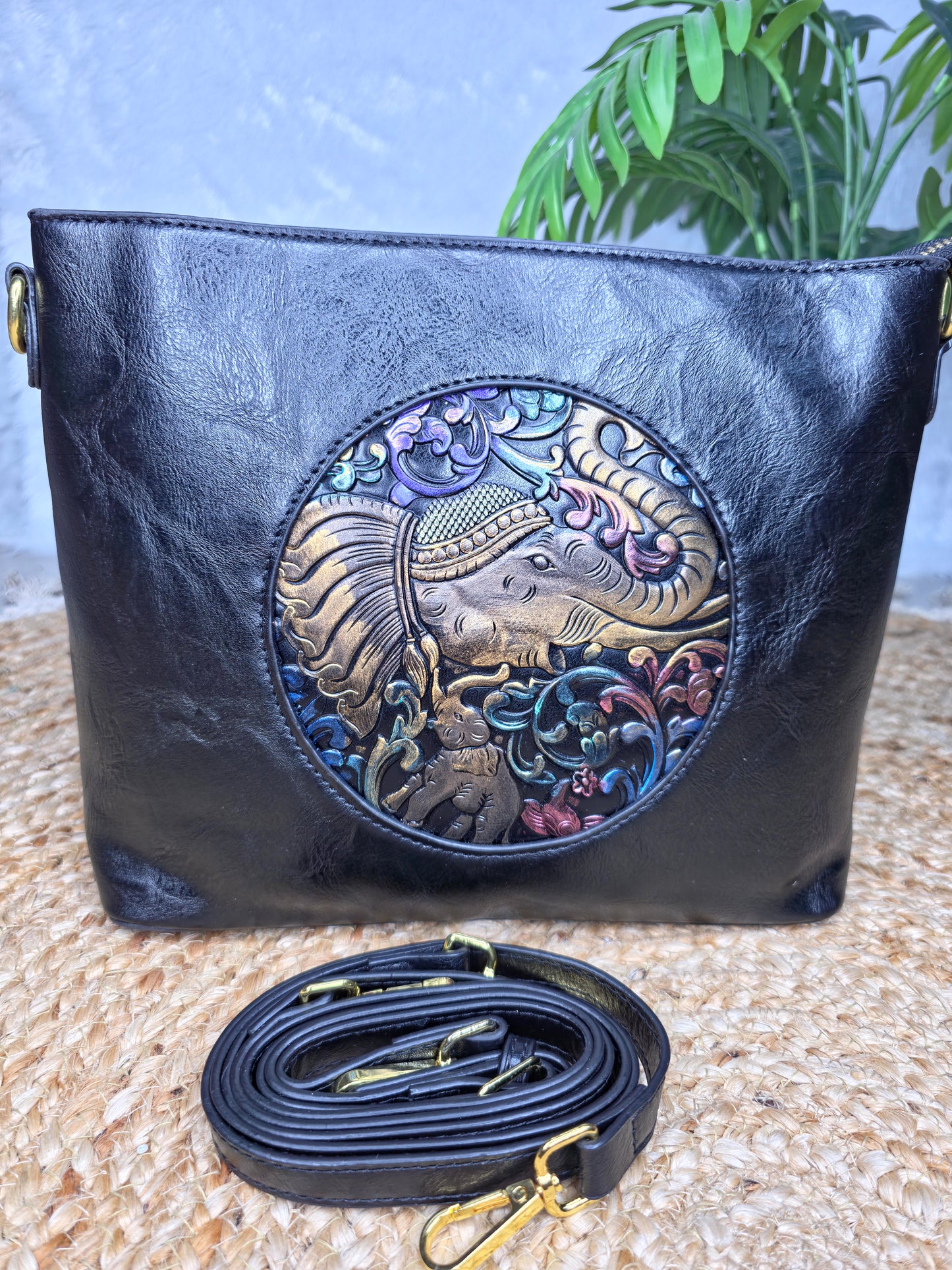 Elephant top zip handbag