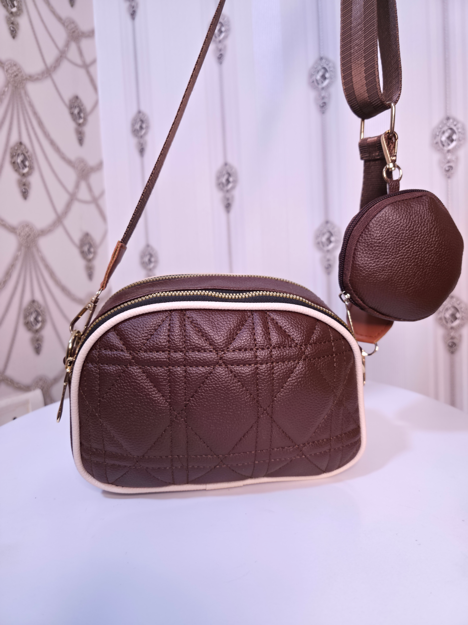 Broad sling sling bag with coin pouch