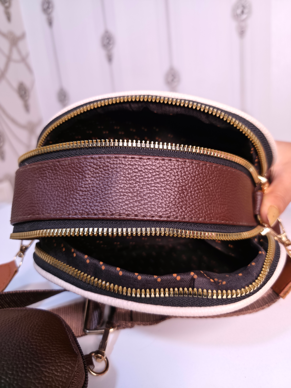 Broad sling sling bag with coin pouch