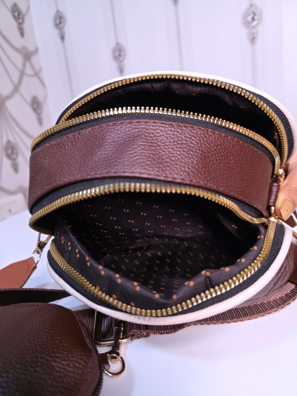 Broad sling sling bag with coin pouch