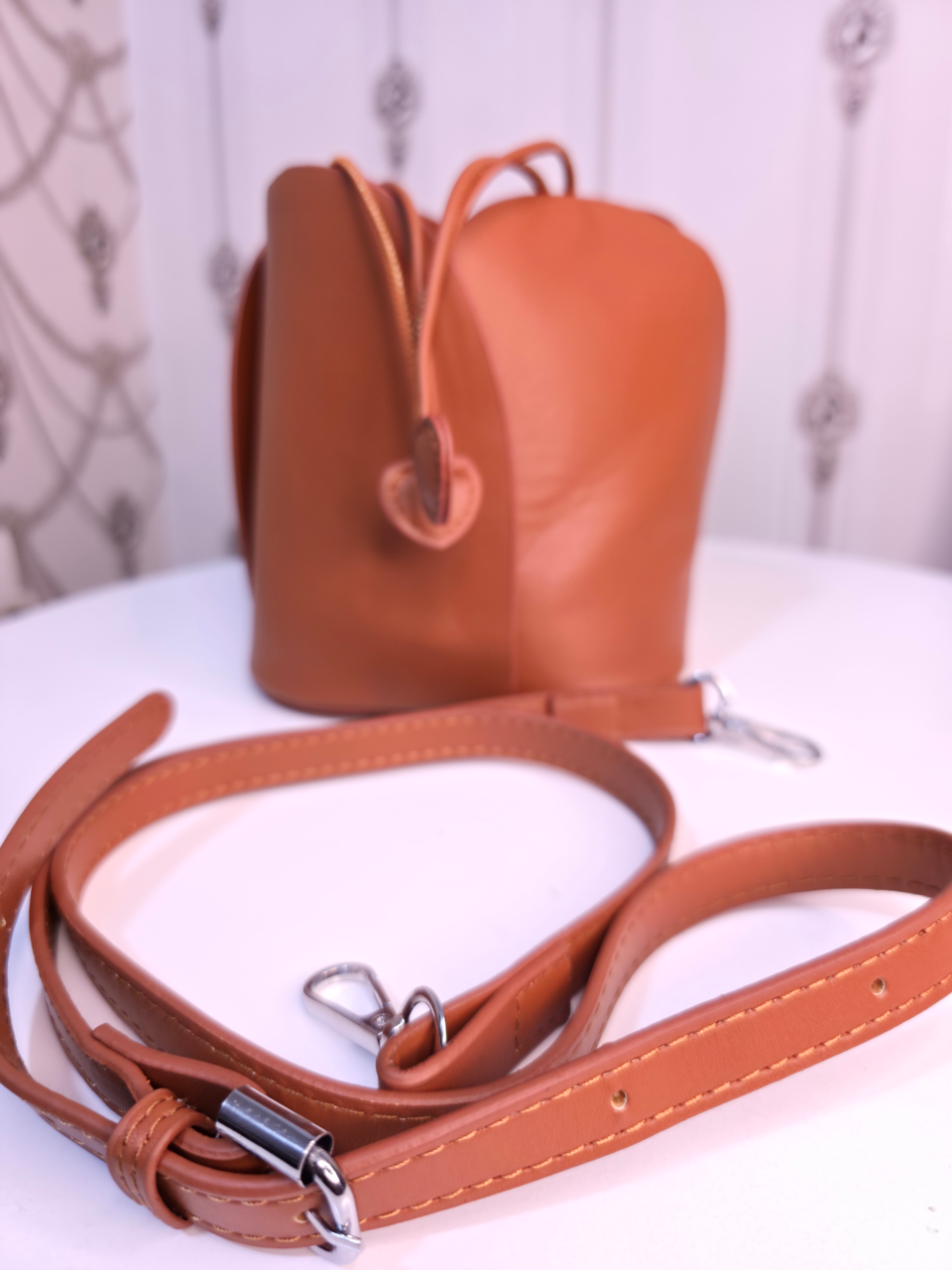 Brown leather Potli bag