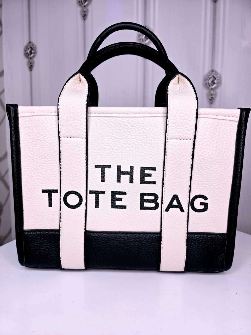 Black and white luxury tote bag
