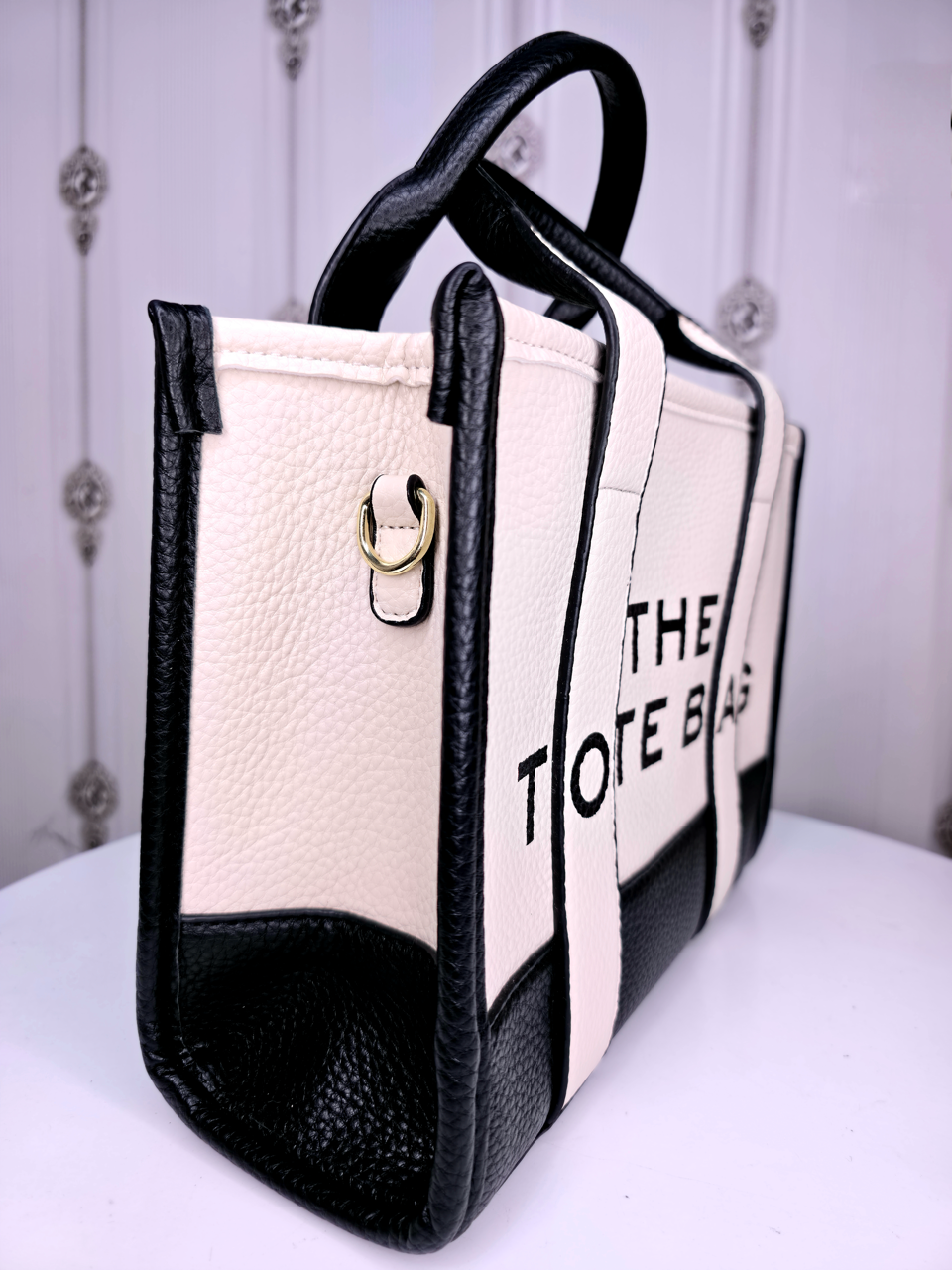 Black and white luxury tote bag