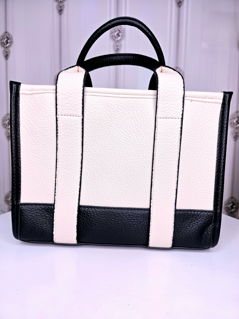Black and white luxury tote bag