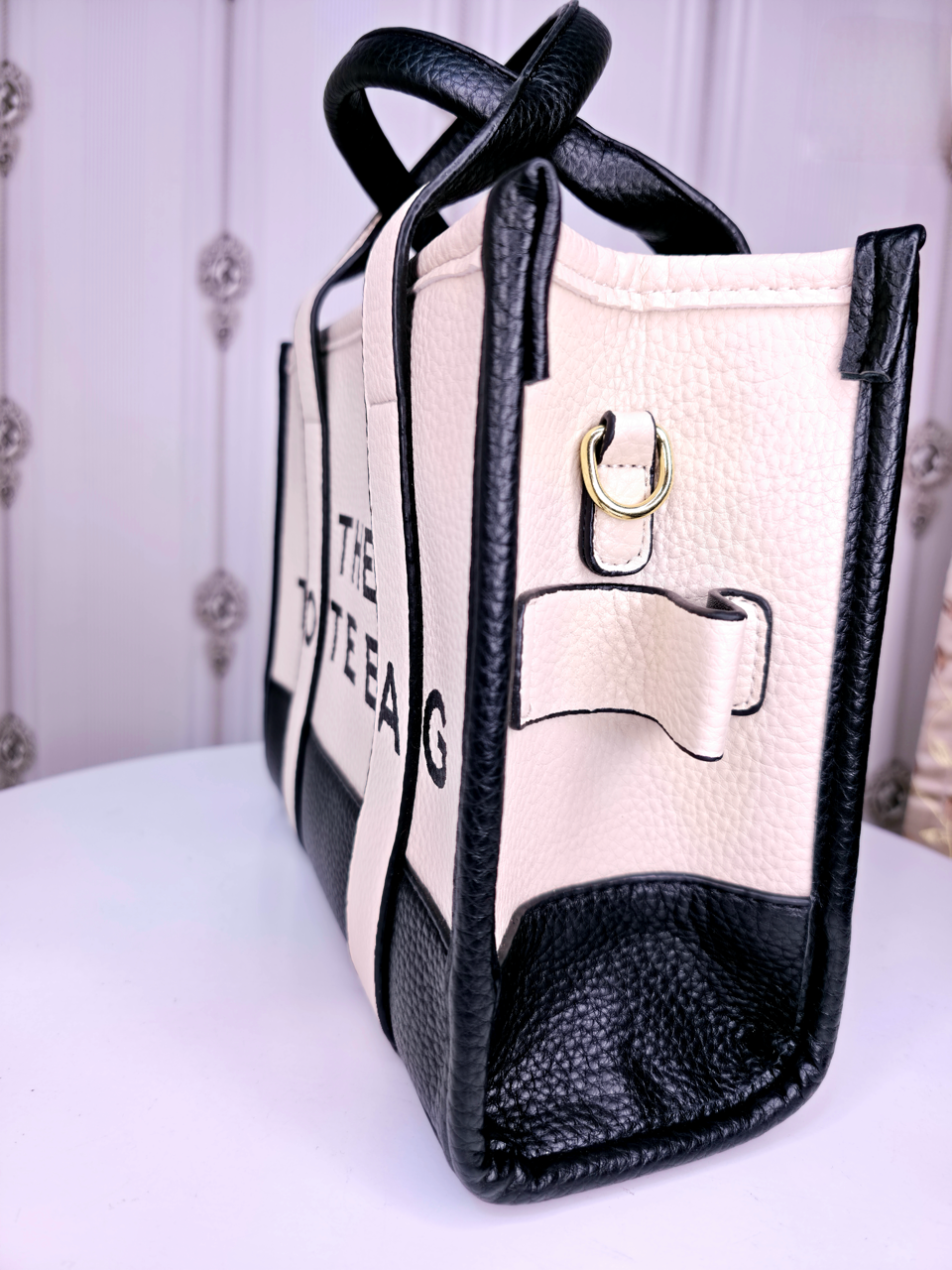 Black and white luxury tote bag