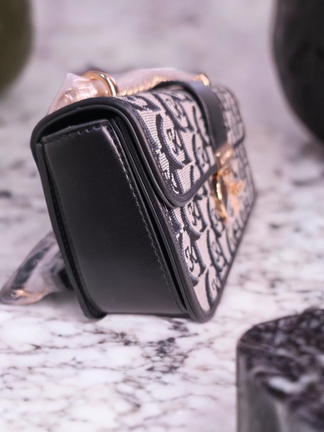 Black designer shoulder cum sling bag