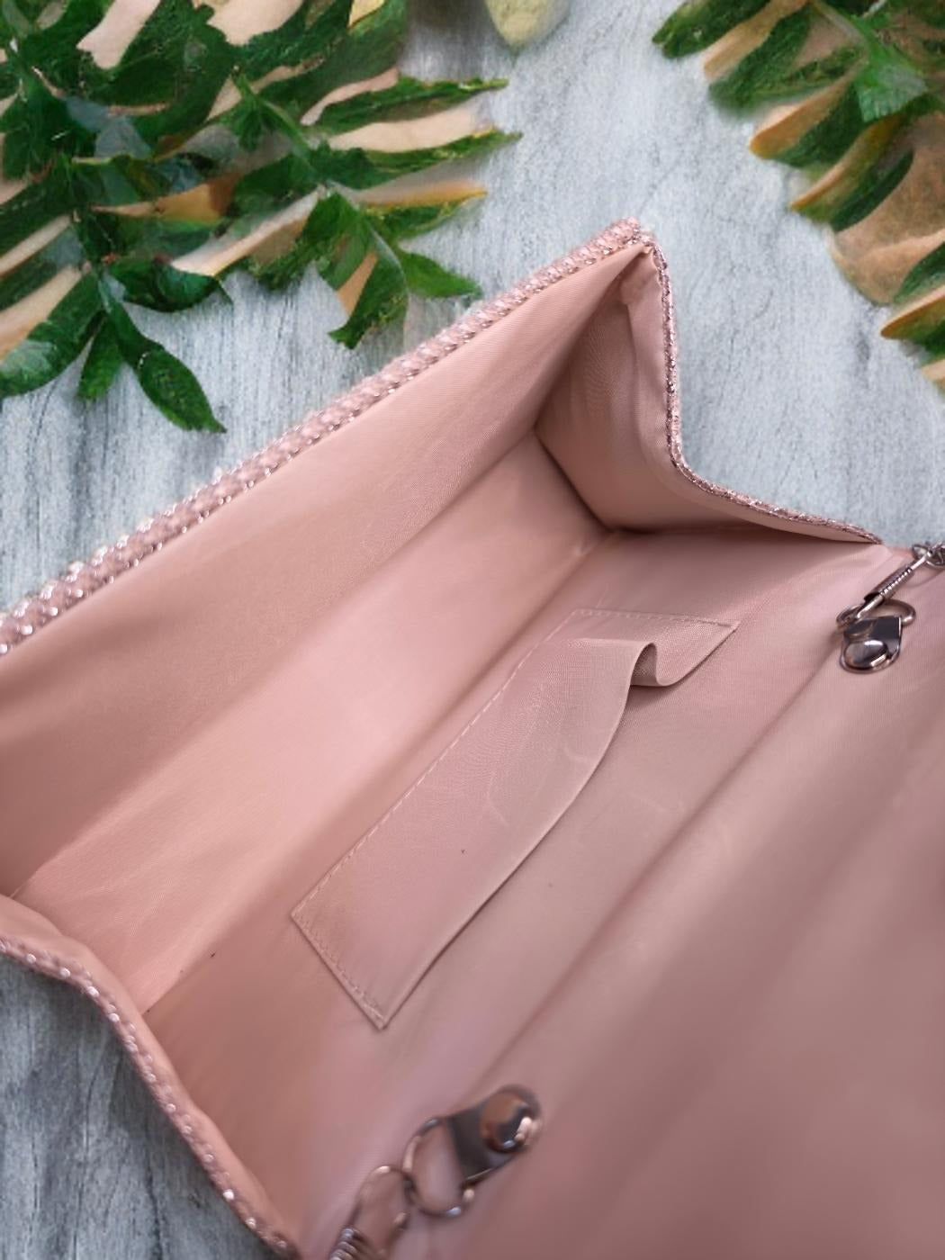 Pearl handle flower top sequenced handbag