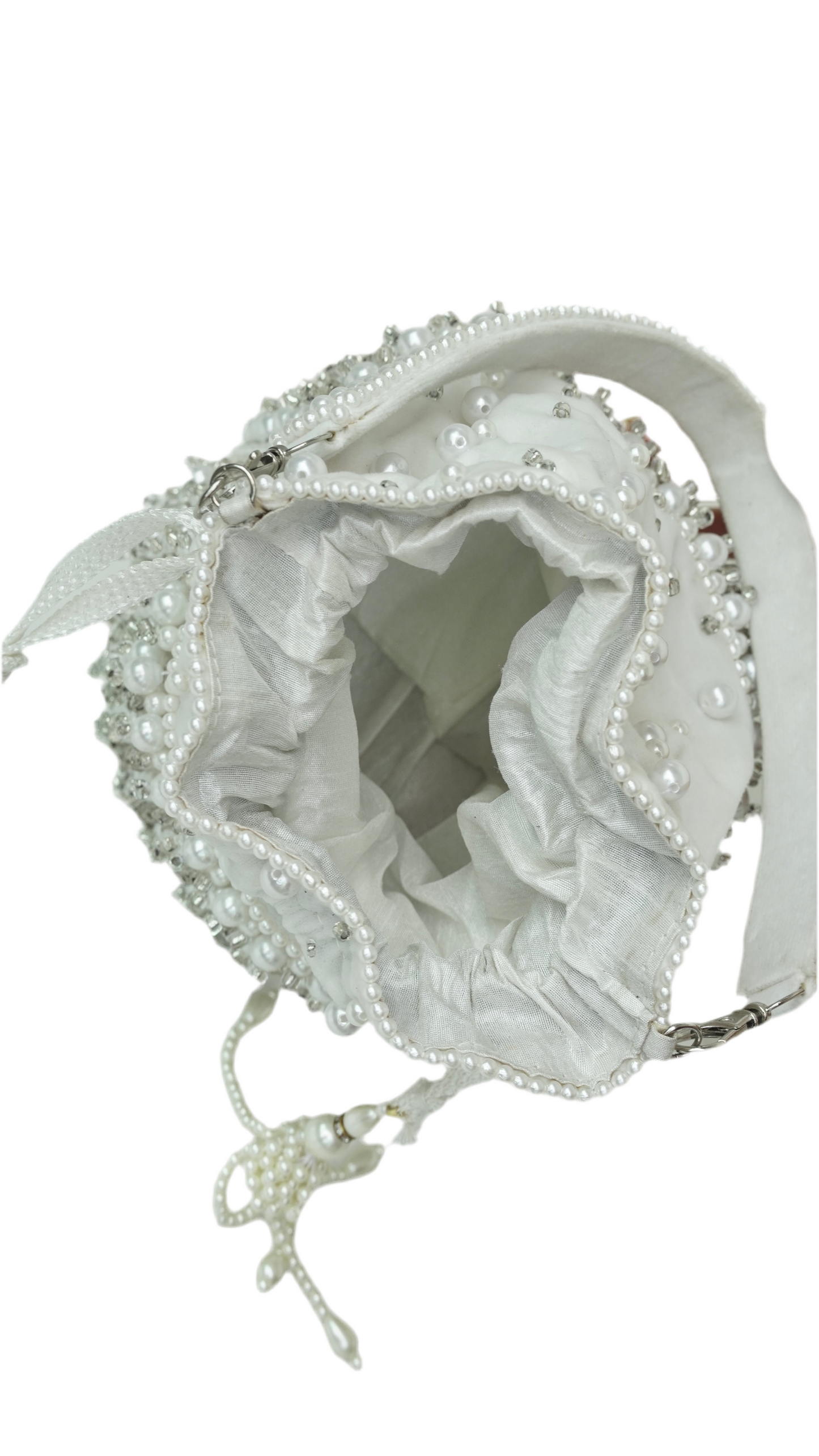 Velvet pearl and stone work Potli with latches