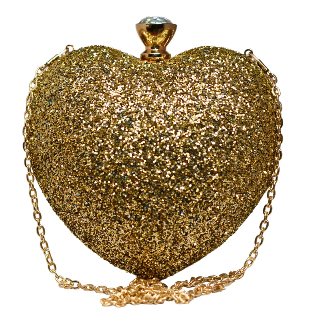 Glitter Heart Shape Valentine Clutch