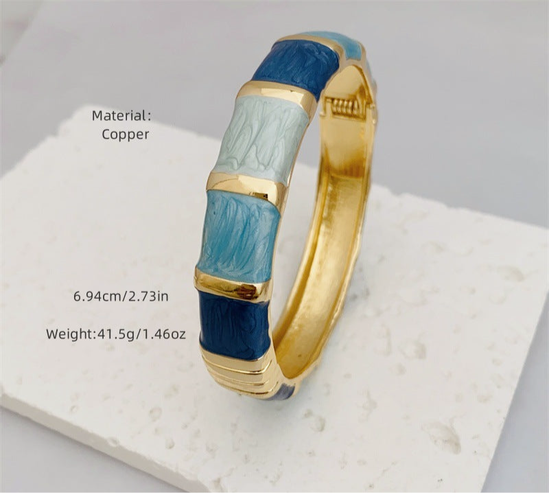 Elegant Multicolor Enamel bangle for Women – Jade-Inspired Adjustable Fashion Band