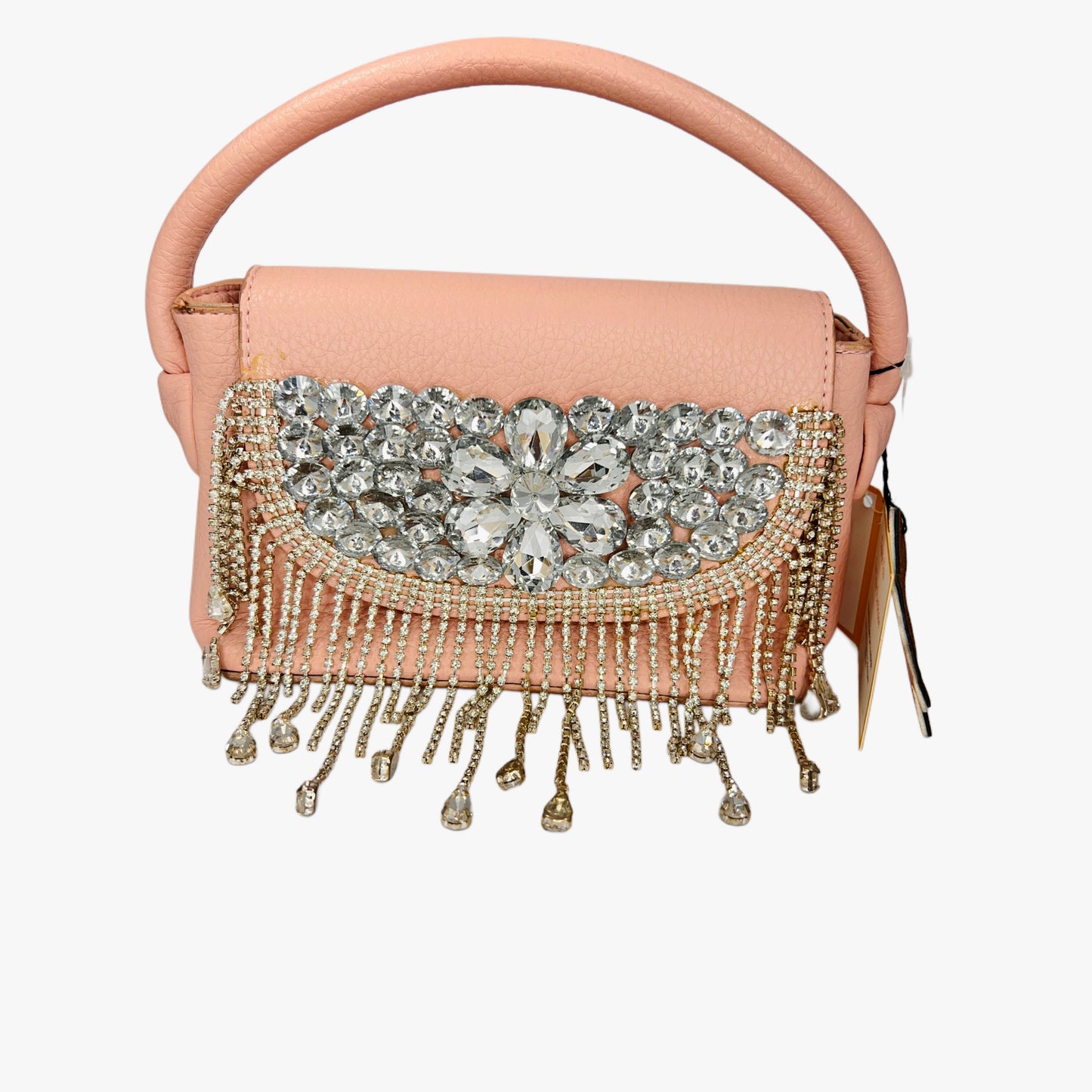 Leather stone clutch bag