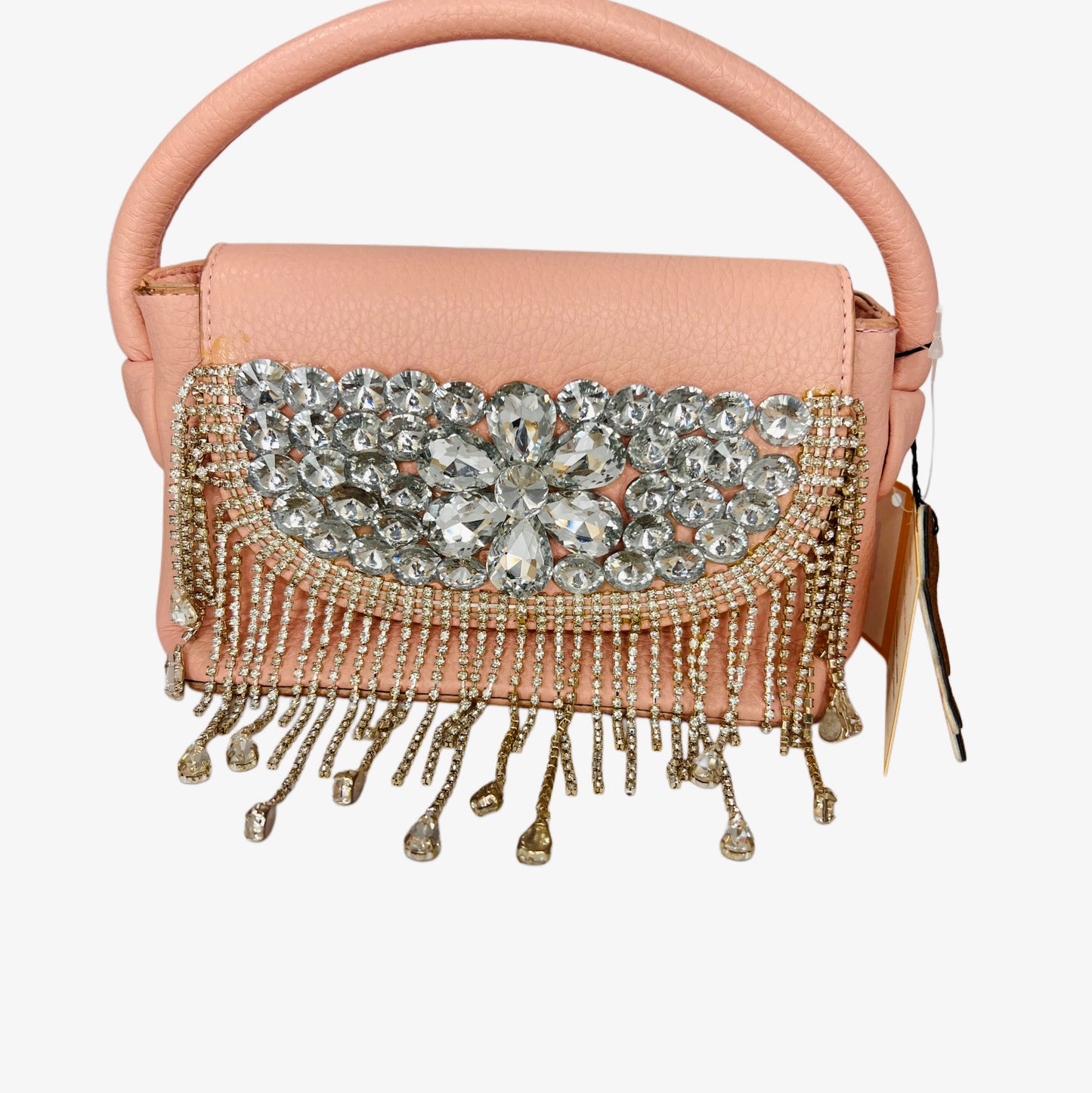 Leather stone clutch bag