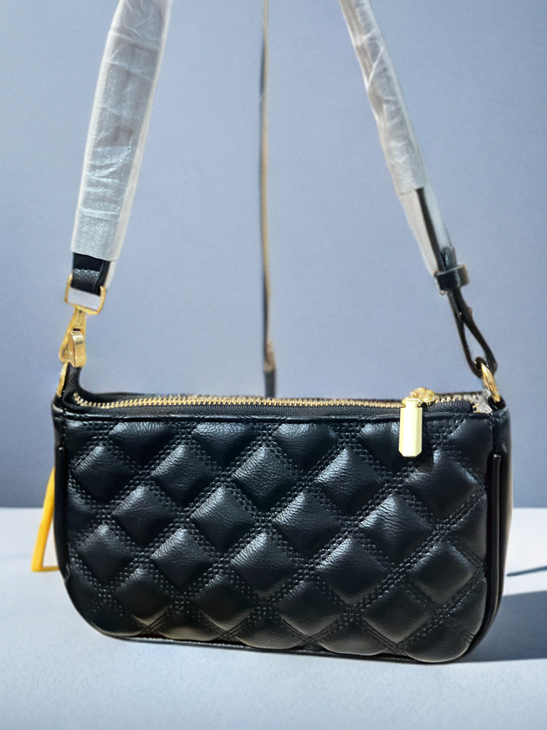 Black leather shoulder bag