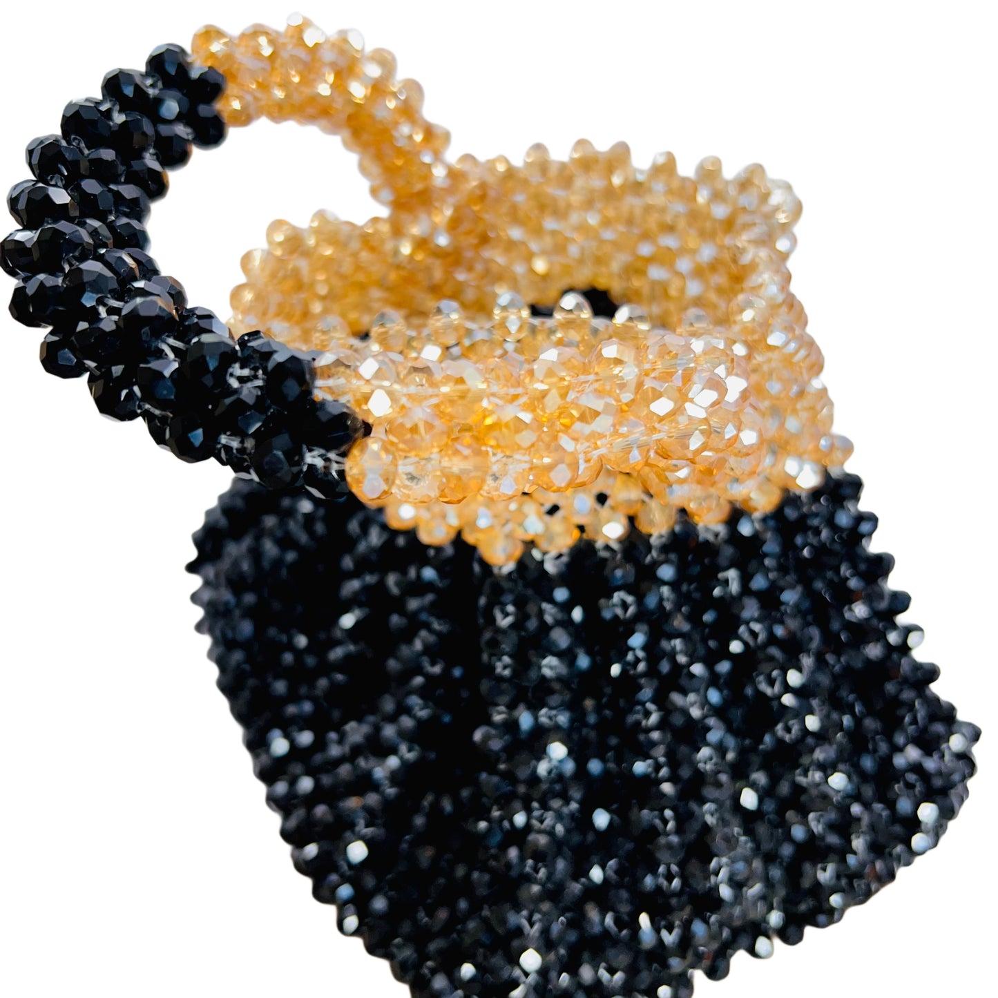 Designer Crystal potli black peach