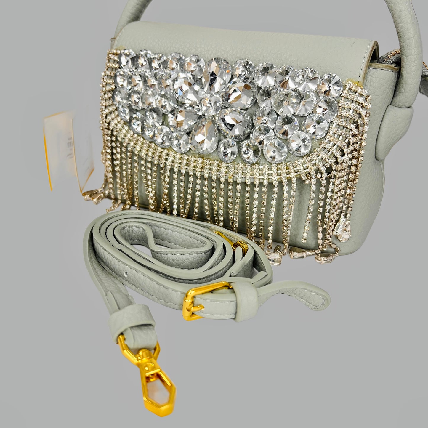 Leather stone clutch bag