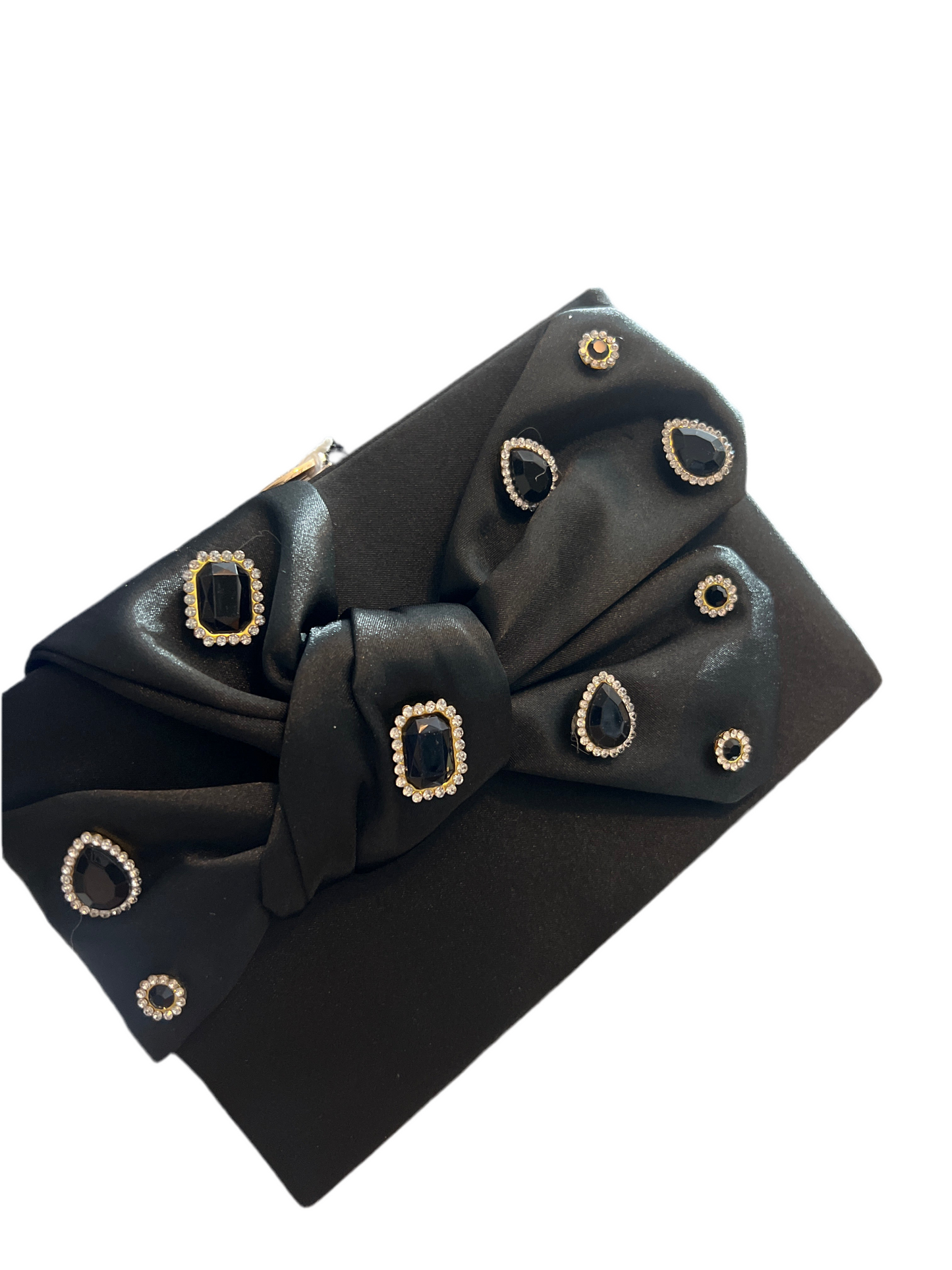 Party wear Stone worked bow box shaped handbag