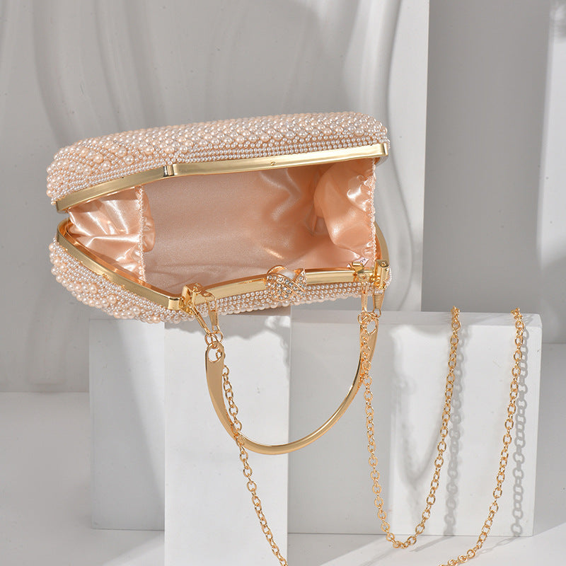 Pearl/beads handled party clutch