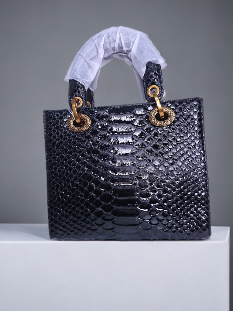 Luxury Black stone Handbag for Women – Designer Party Shoulder Bag with Gold Charm