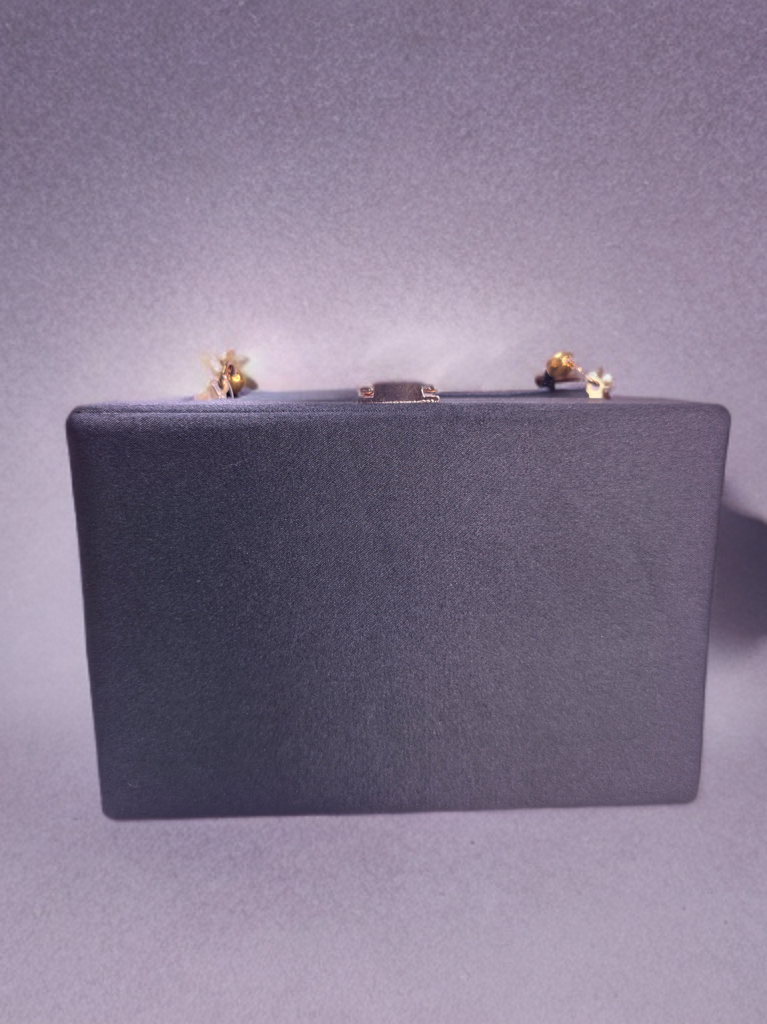 Party wear Stone worked bow box shaped handbag
