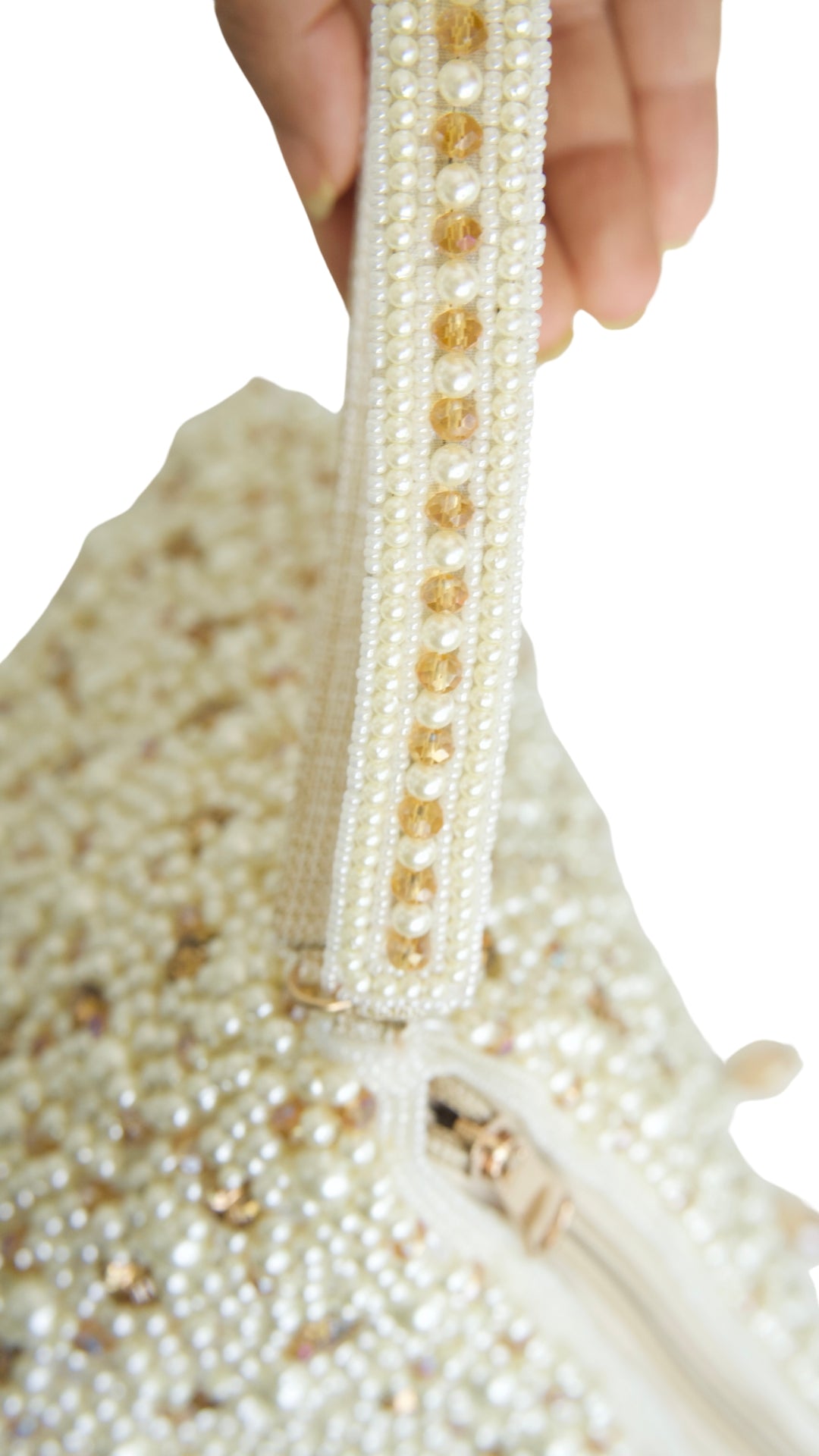 Full body work pearl hexagonal Potli bag