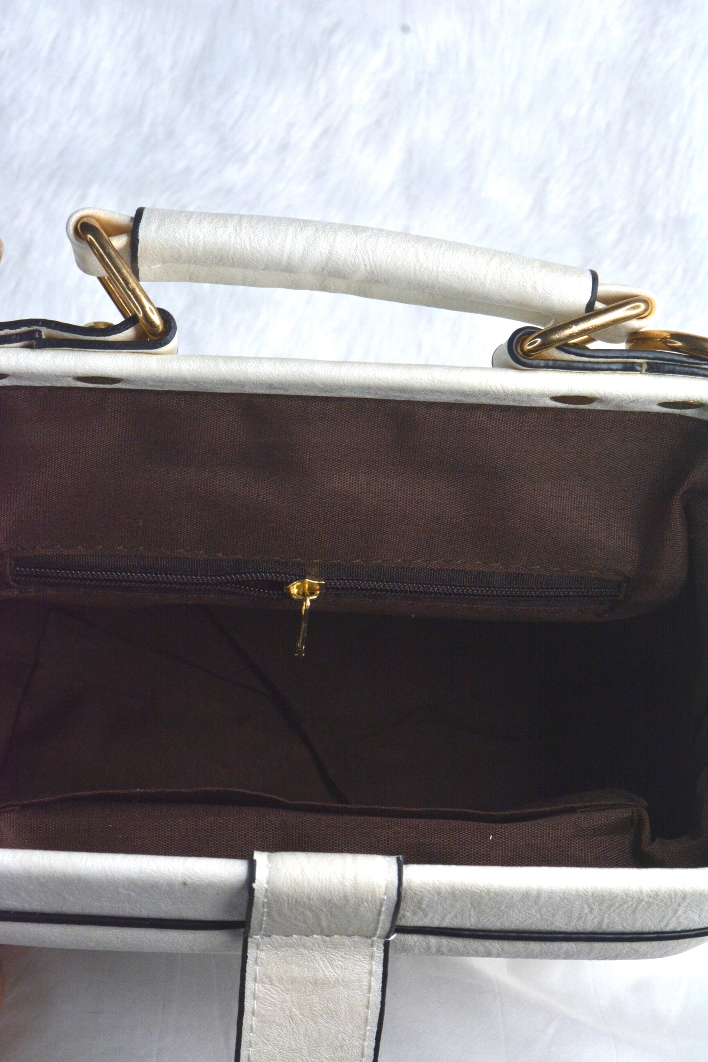 Elephant embroidery work white with black border handbag