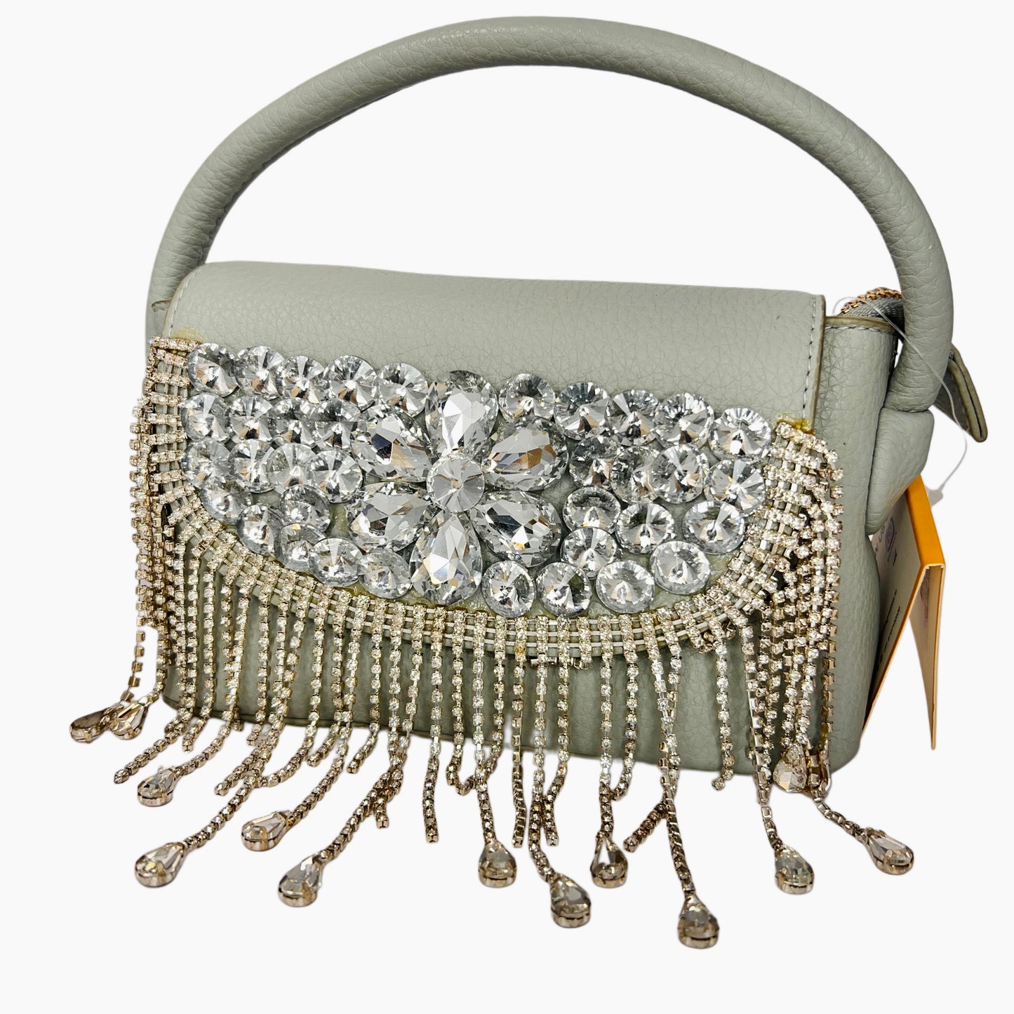 Leather stone clutch bag