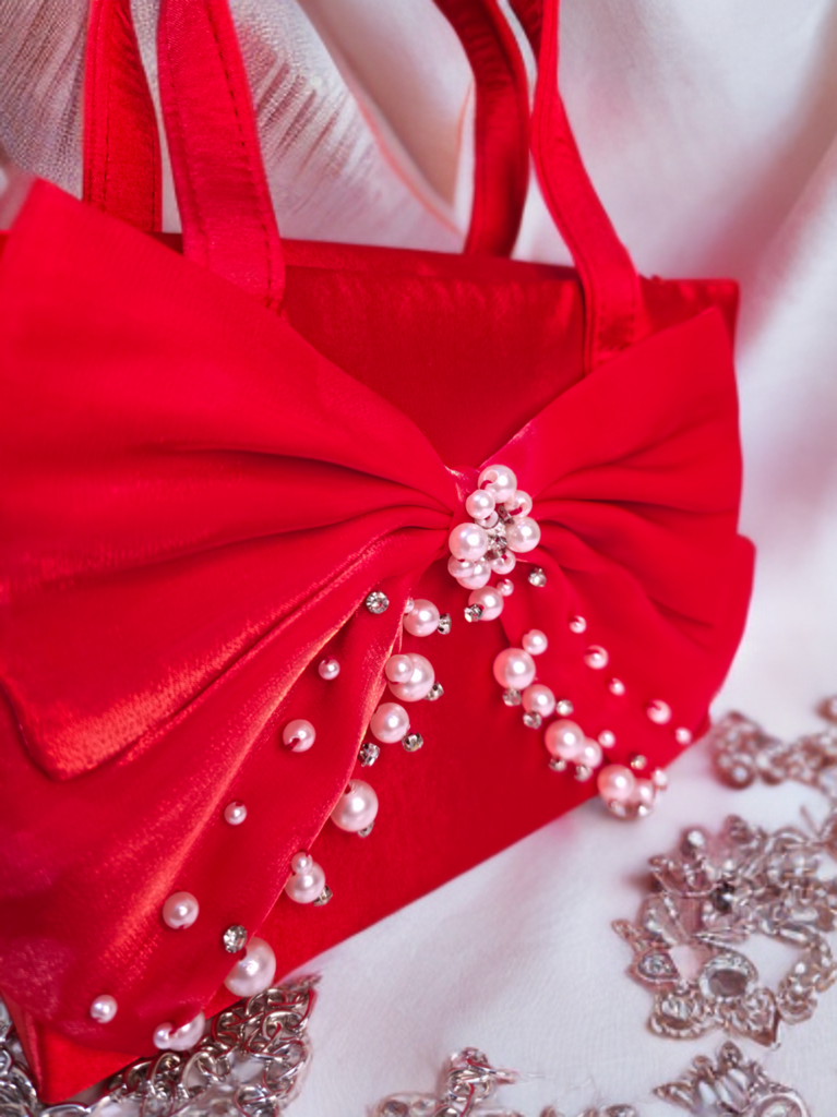 Pearl Embellished Bow bag