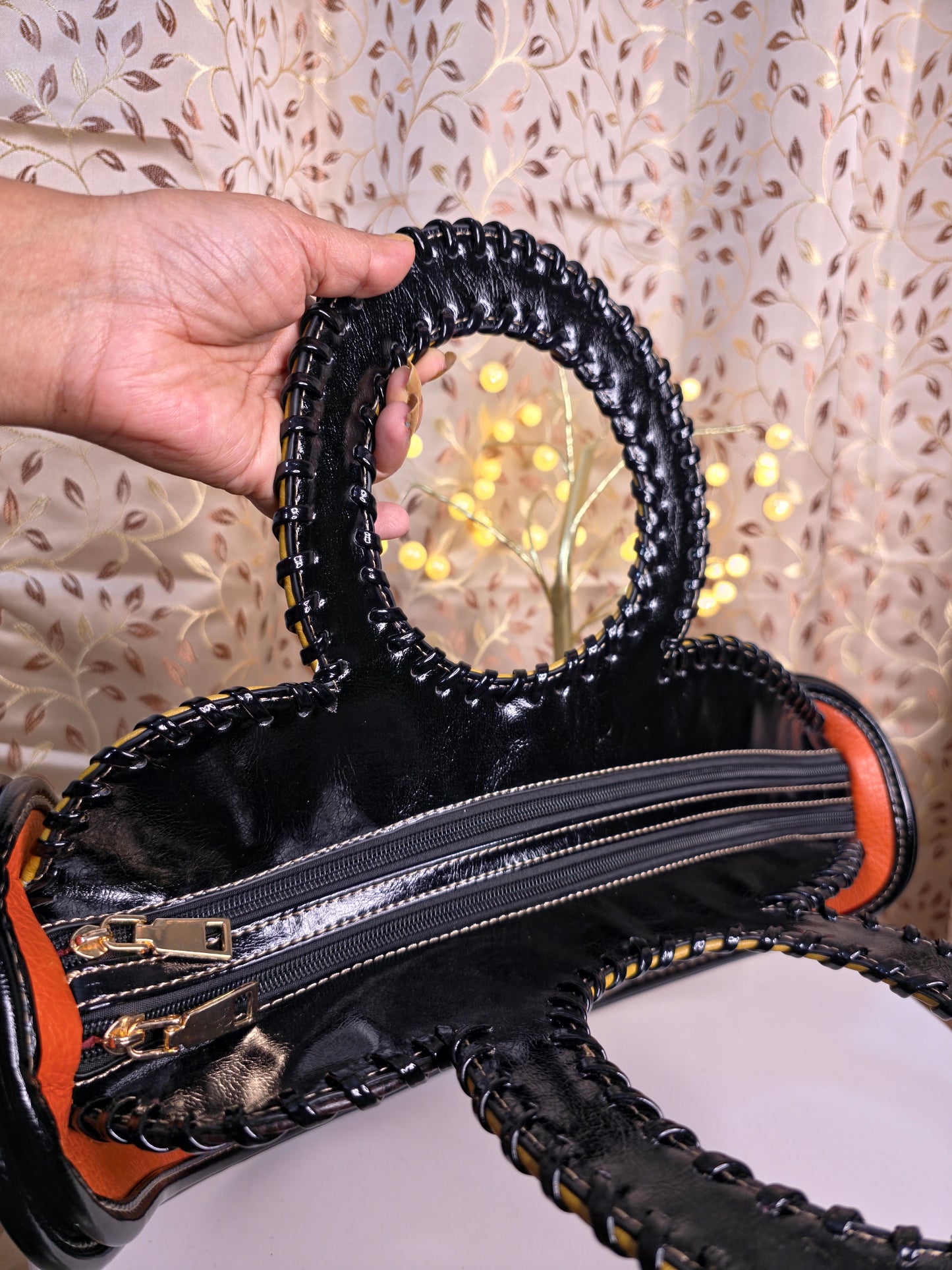 Bird Designer two compartment hand bag. Extra pouch inside