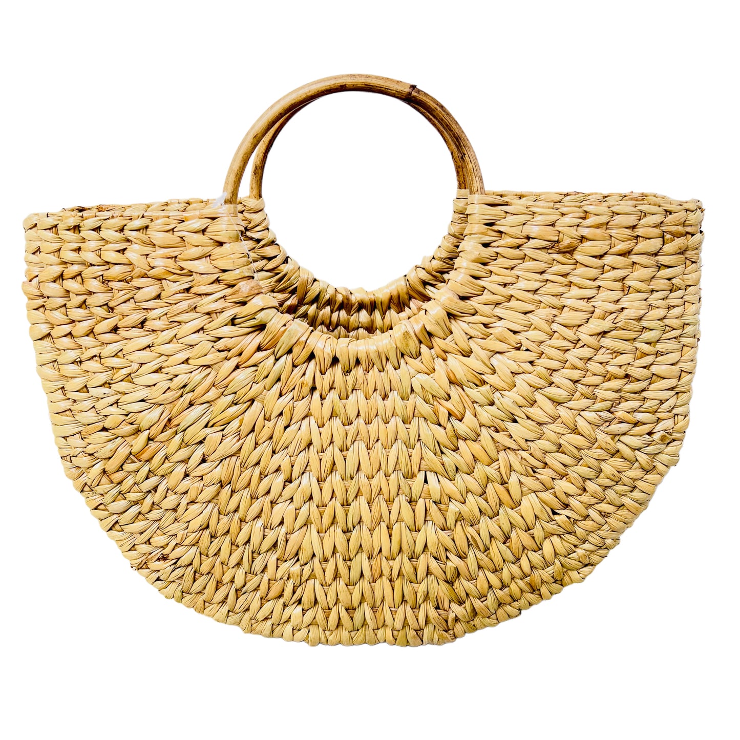 Seagrass U-tote bag-01 | All the Cultures Fabricating India Straw Bag | Small Tote Bag | Basket Bag | Bamboo Tote | Beach Bags for Women | Boho Bag | Half Moon Bag | White Handbag