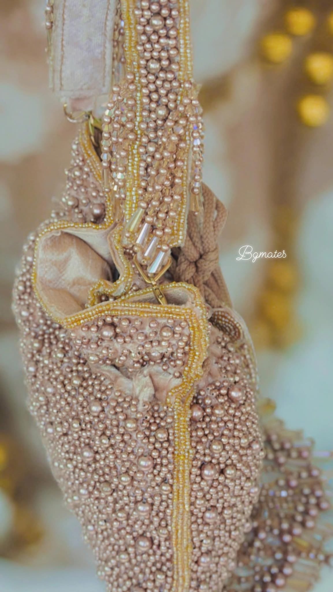 Designer tessle Beads with pearl embroidery Potli bag
