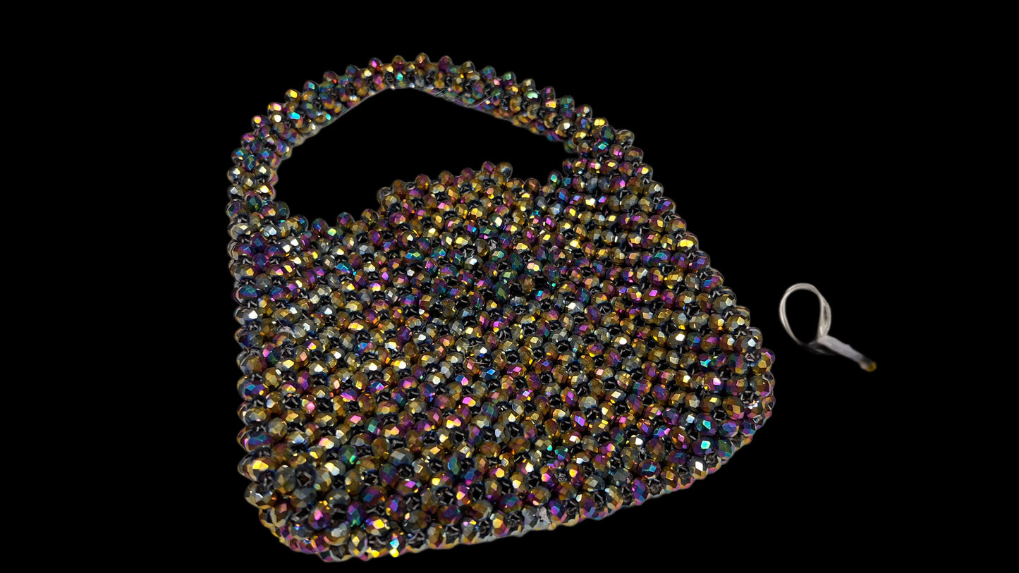 ICONIC Hued Crystal Beaded Bag with Sling