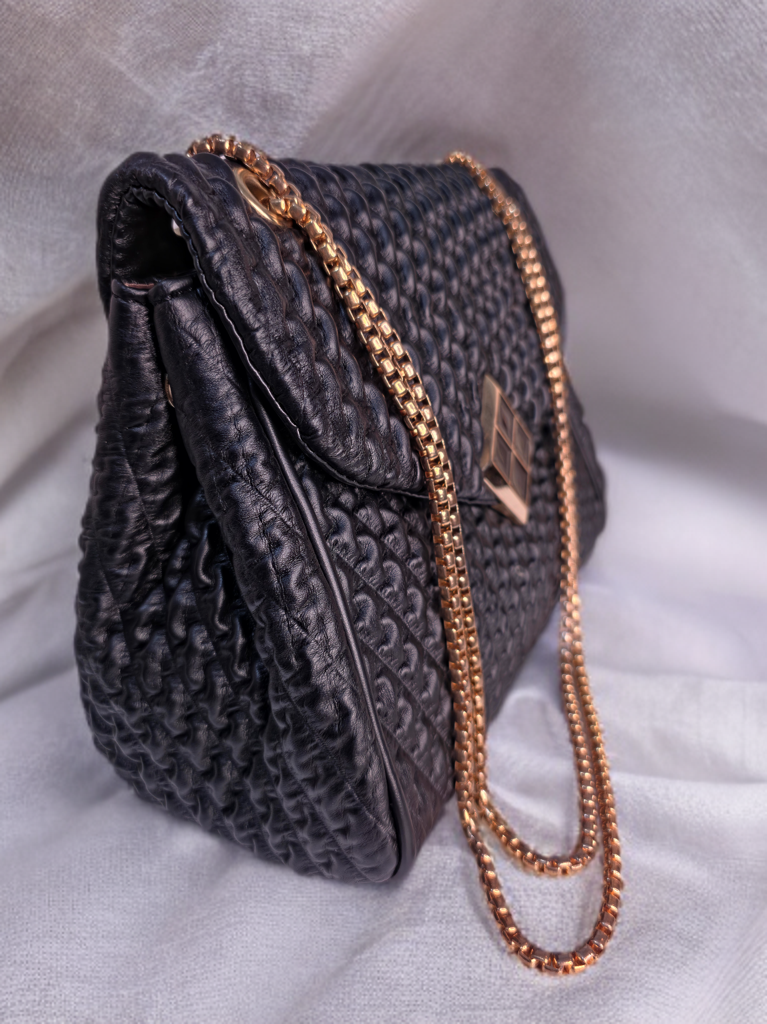 Mint Green | Black Quilted Sling Bag for Women with Gold Chain – Elegant Party Shoulder Bag