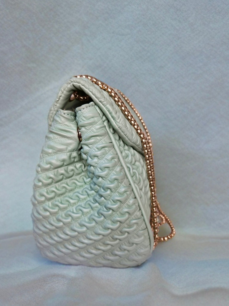 Mint Green | Black Quilted Sling Bag for Women with Gold Chain – Elegant Party Shoulder Bag