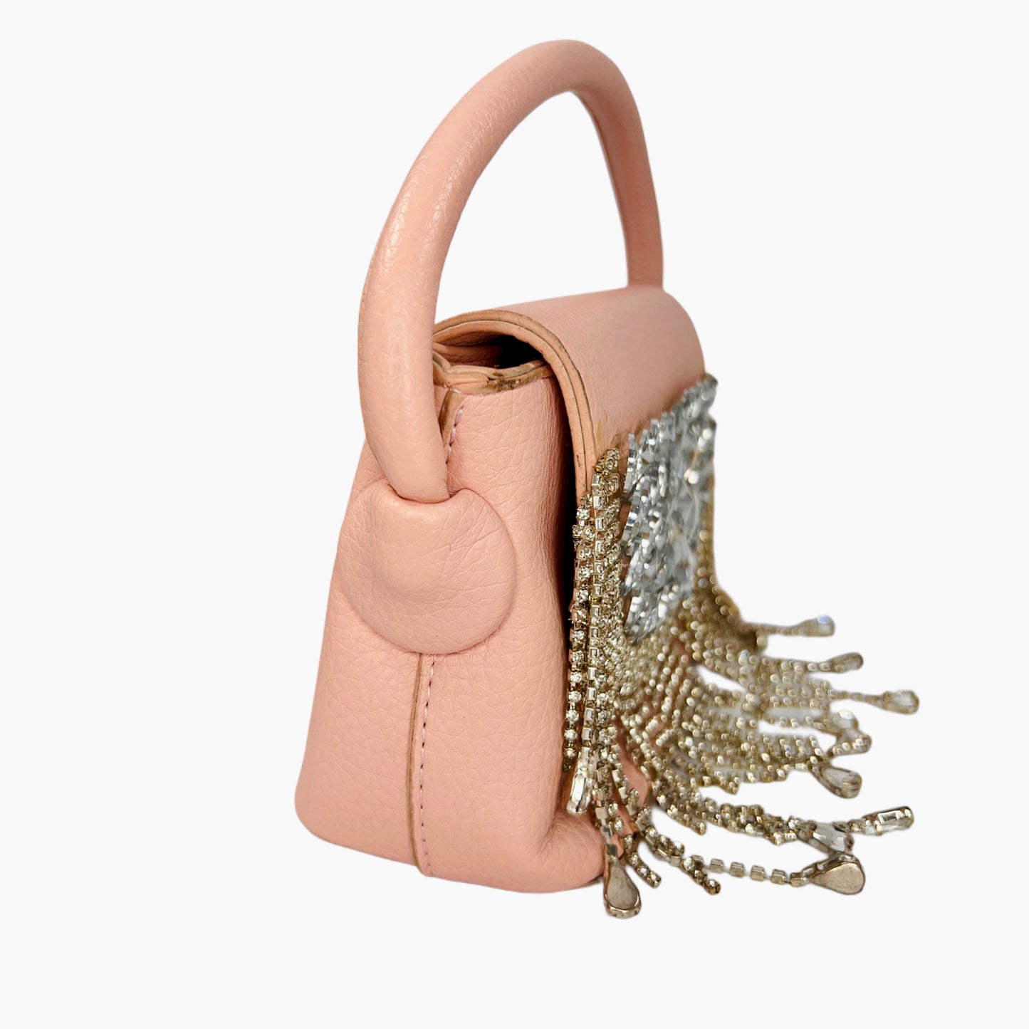 Leather stone clutch bag
