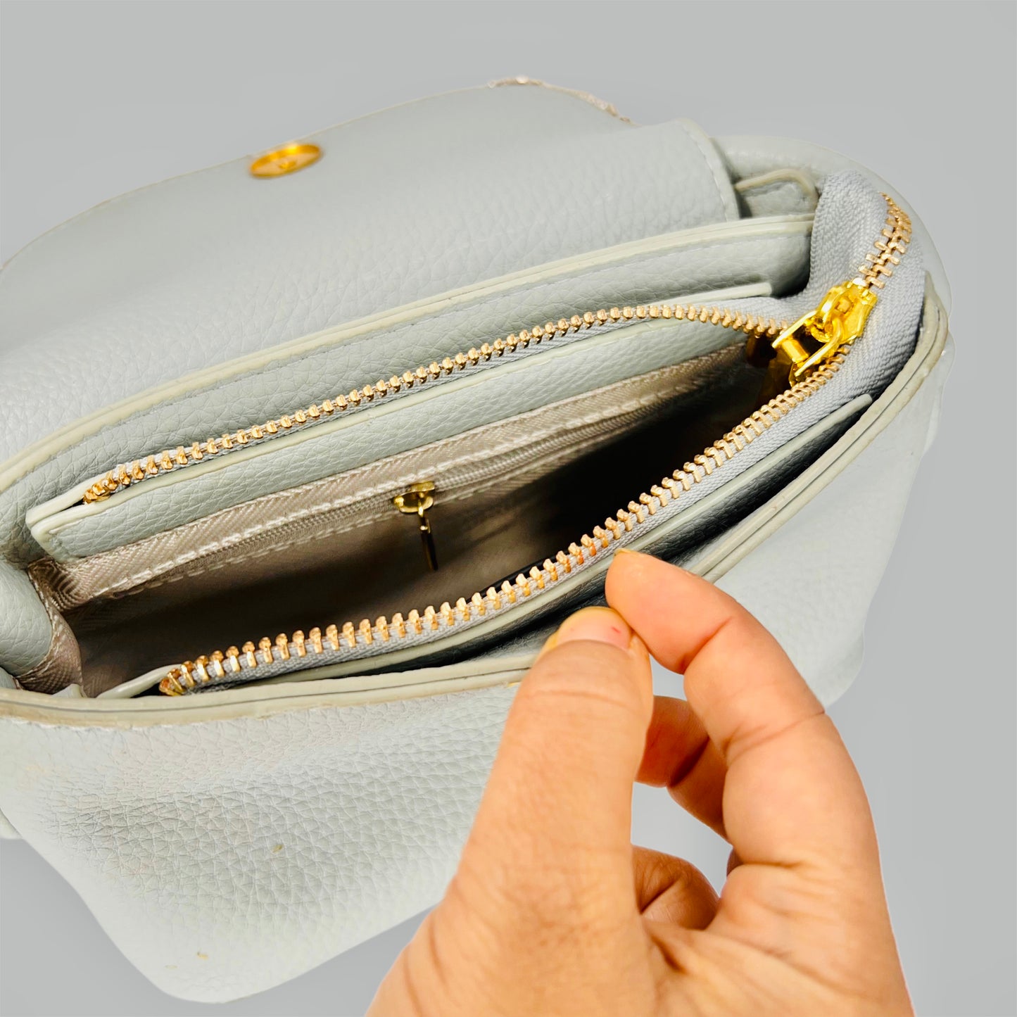 Leather stone clutch bag