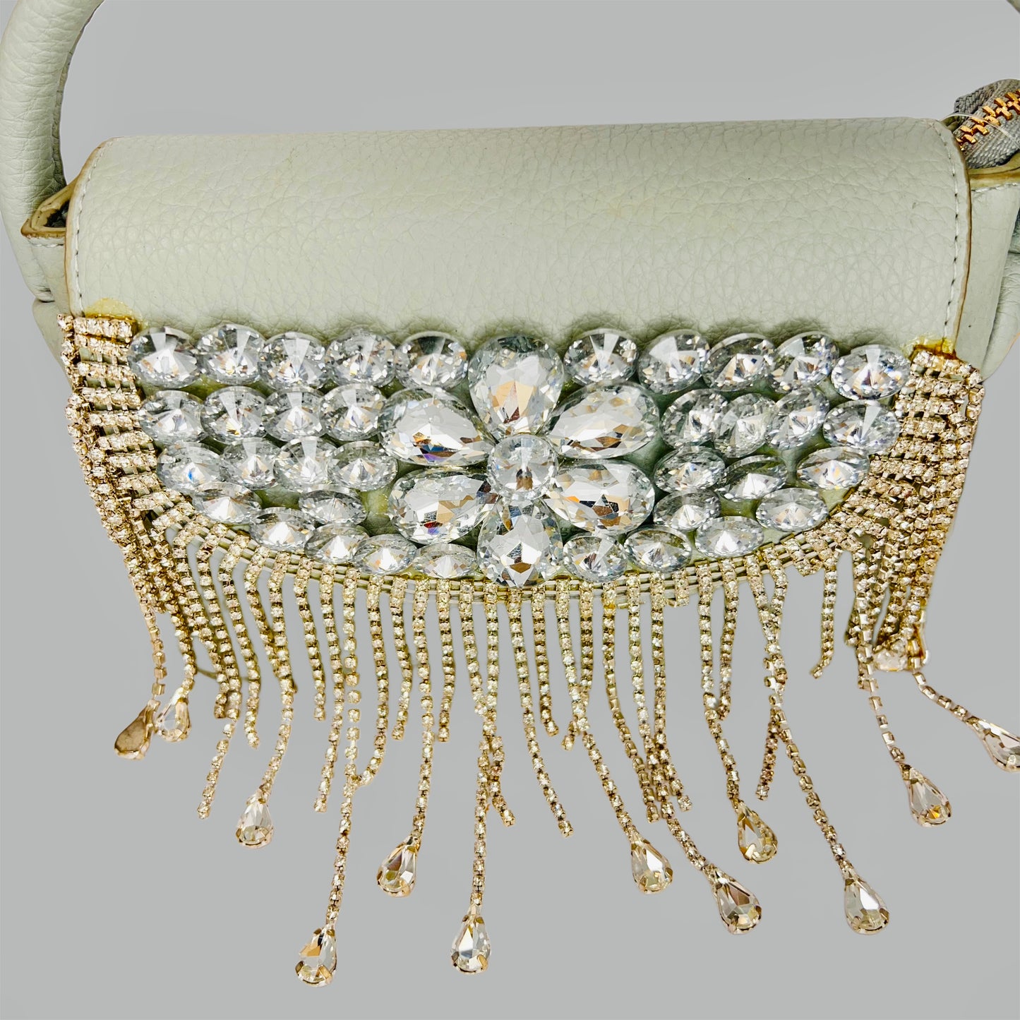 Leather stone clutch bag