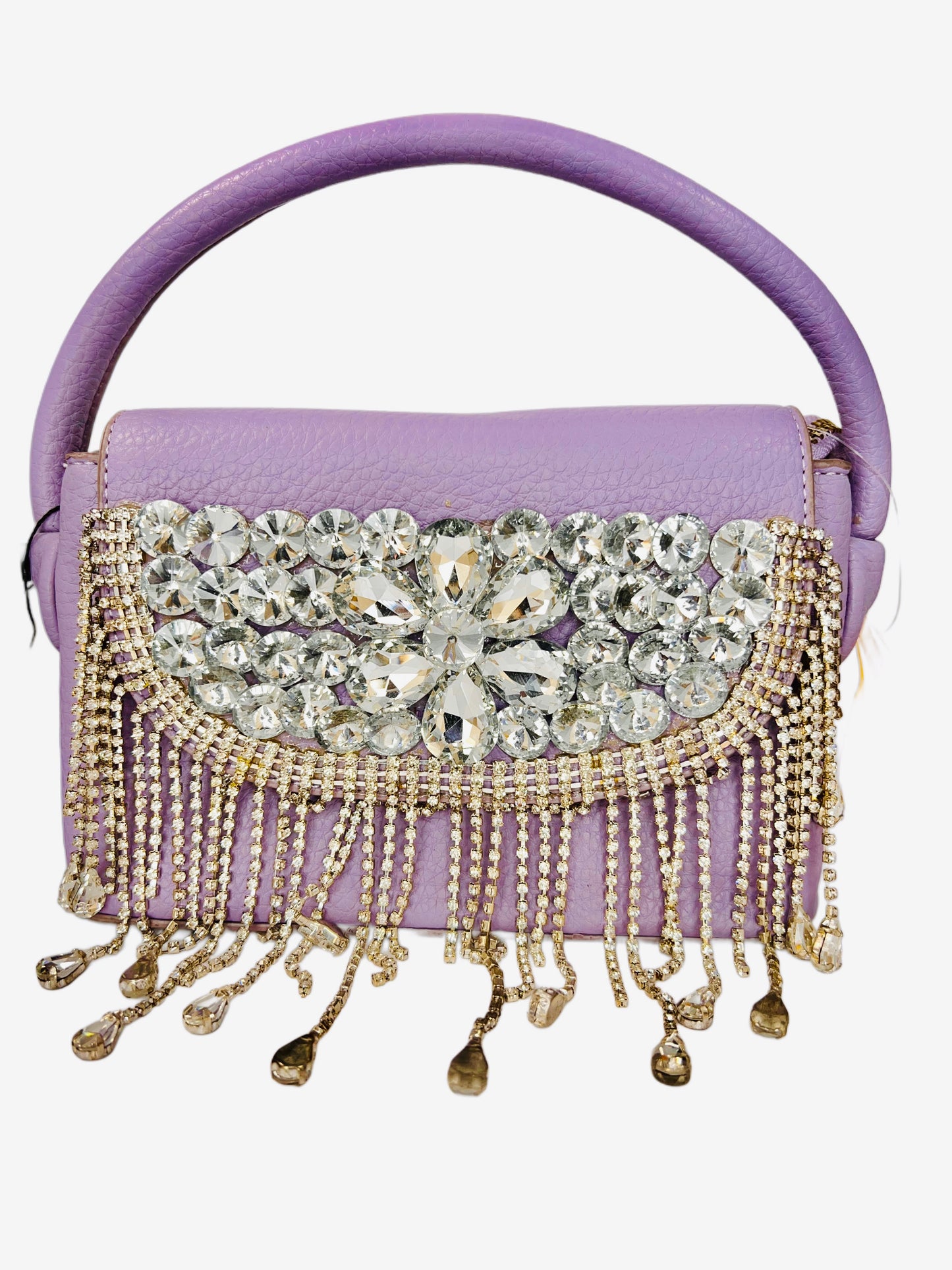 Leather stone clutch bag