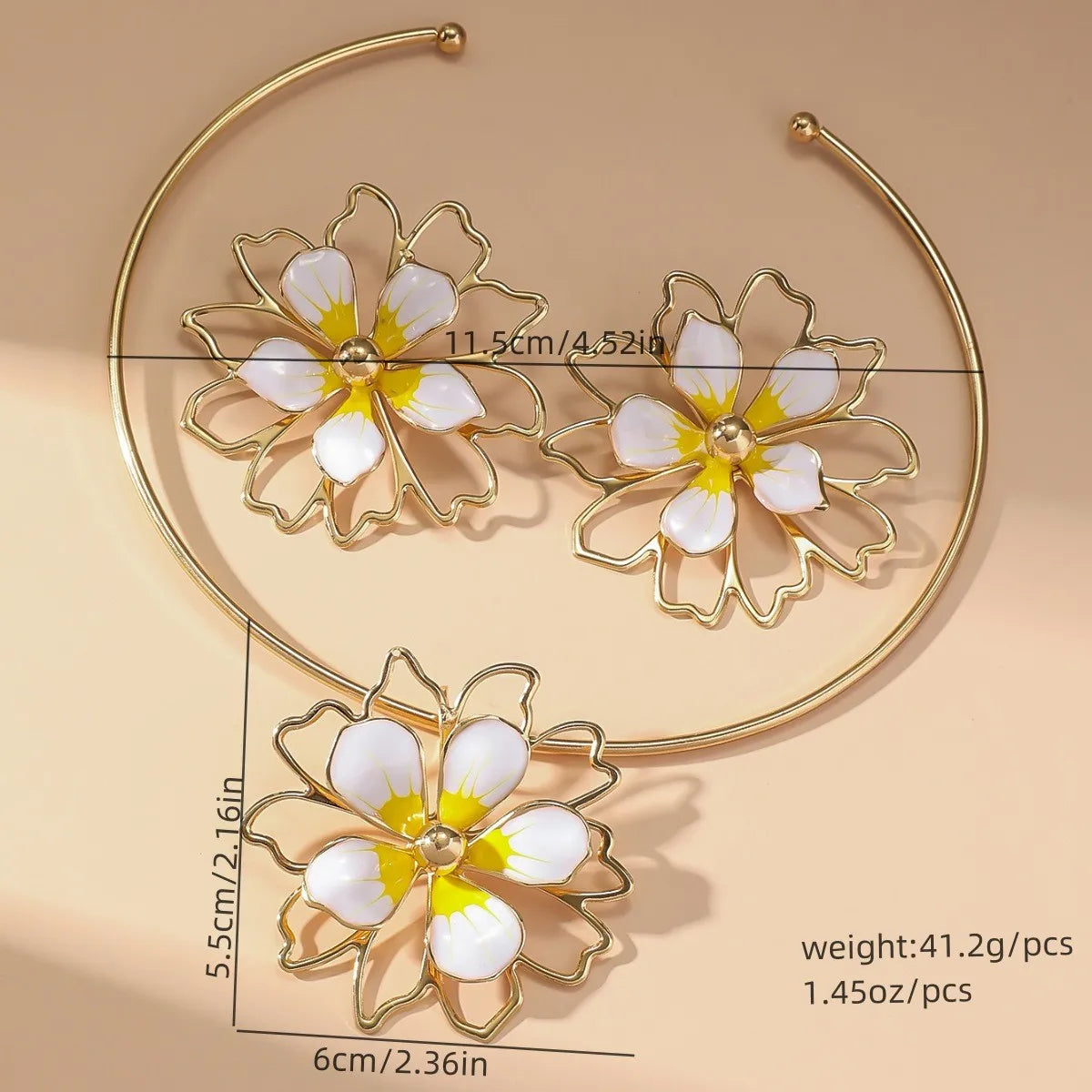 Zooying Vintage Court Style Gorgeous Bride Cross-Border Bride Two-Piece Flower Necklace Earrings Set