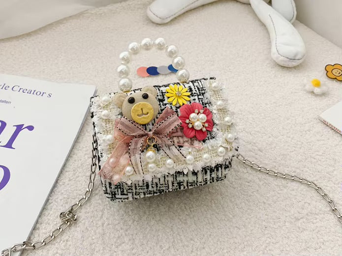 2025 shoulder bag pearl handle Accessories princess cross body bags for kids