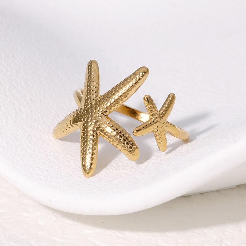 Adjustable Double Starfish Toe Ring | Gold or Silver Beach Jewelry